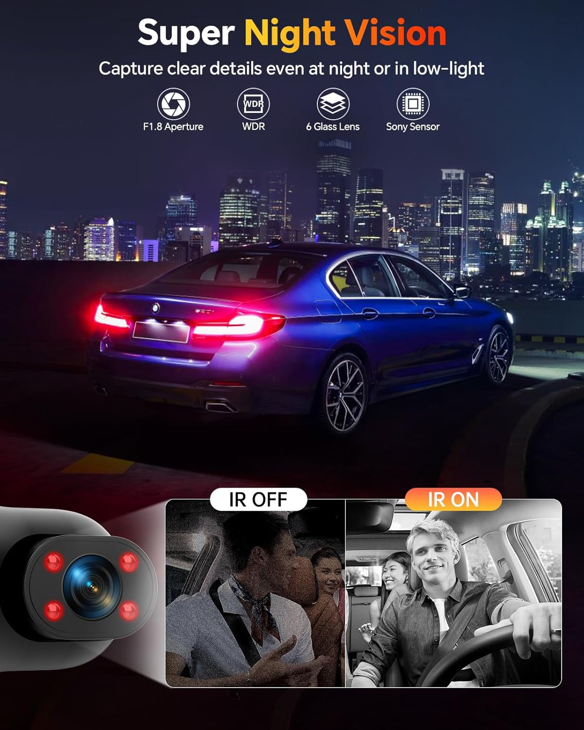 Dash Cam Front and Rear inside 3 Channel Dashcam for Cars 1080P - Uncategorized | Buy Online in UK