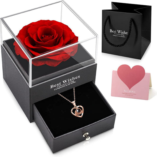 Buy Eternal Rose Jewelry Box with Hidden Necklace Drawer – Valentine Gift for Women in UK - High Quality Jewelry Boxes
