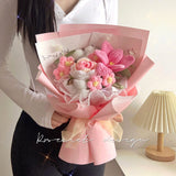 Rose and tulip knitted bouquet - Artificial Flowering Plants | Buy Online in UK