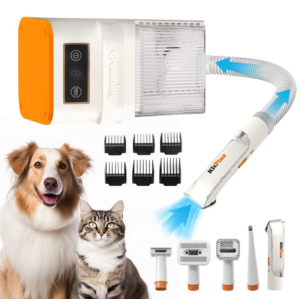 Dog Grooming Kit, Rechargeable Hair Trimmer, 12000Pa 5 Modes Suction 99% Pet Hair,11 Tools - Trimmers | Buy Online in UK