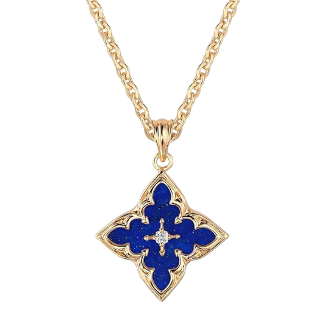 14k Gold-plated Zircon Pendant Necklace With A Clavicle Chain