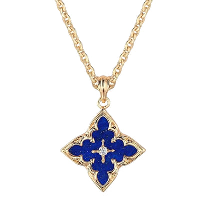 14k Gold-plated Zircon Pendant Necklace With A Clavicle Chain