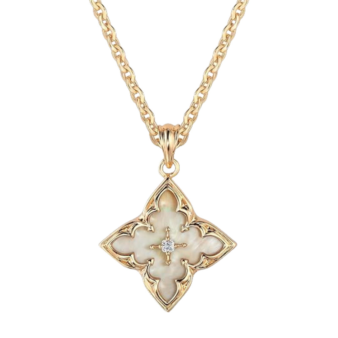 14k Gold-plated Zircon Pendant Necklace With A Clavicle Chain