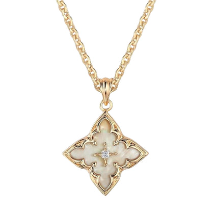 14k Gold-plated Zircon Pendant Necklace With A Clavicle Chain
