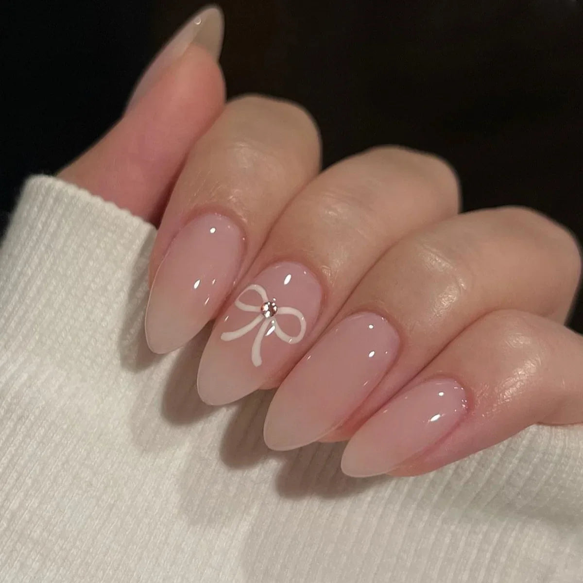 Medium-length Acrylic Almond Fake Nails-0
