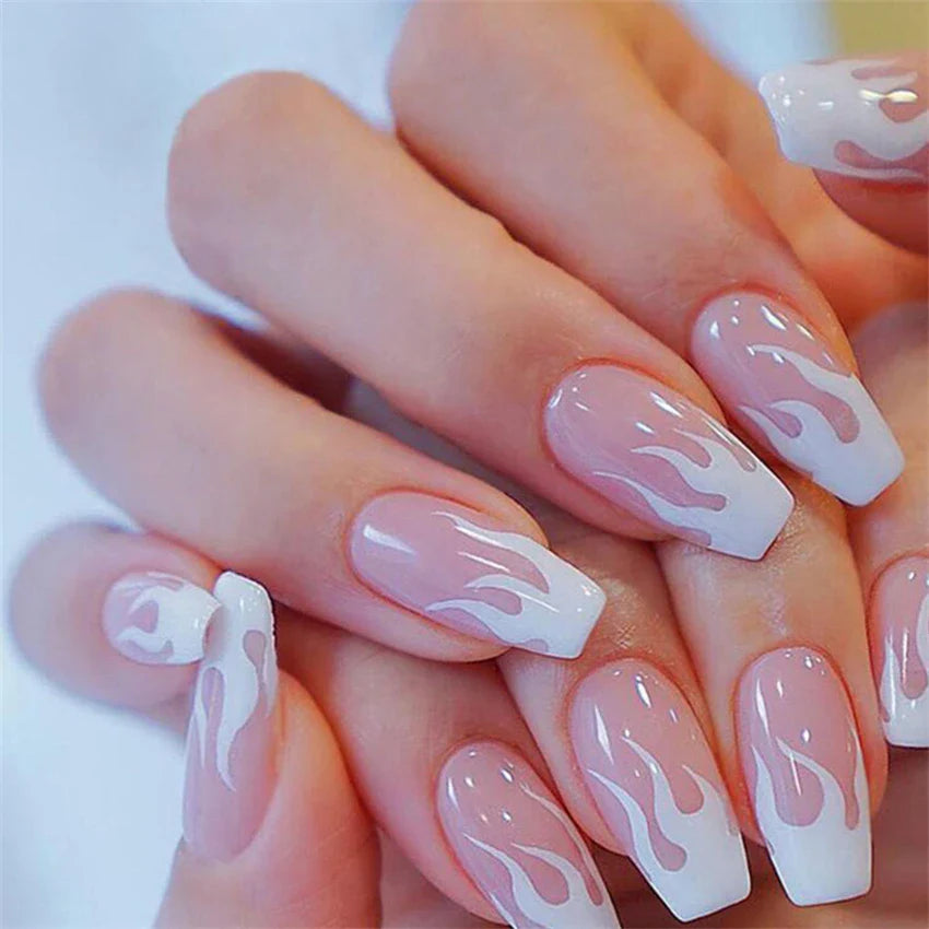 Medium-length Acrylic Almond Fake Nails-5