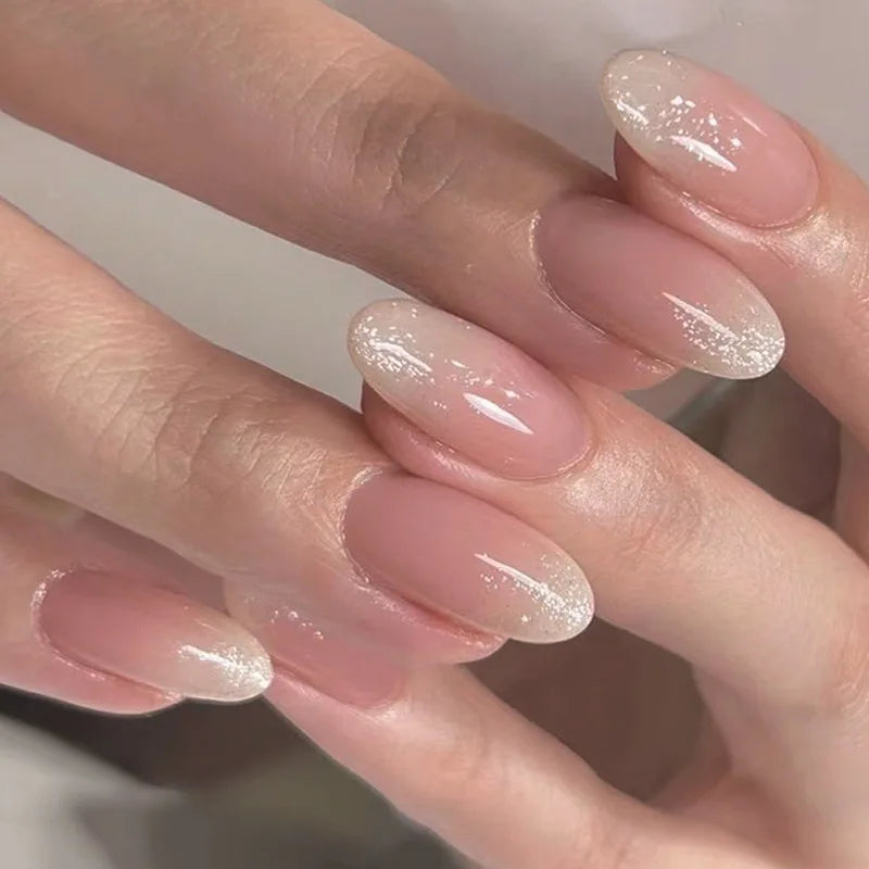 Medium-length Acrylic Almond Fake Nails-21