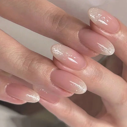 Medium-length Acrylic Almond Fake Nails-21