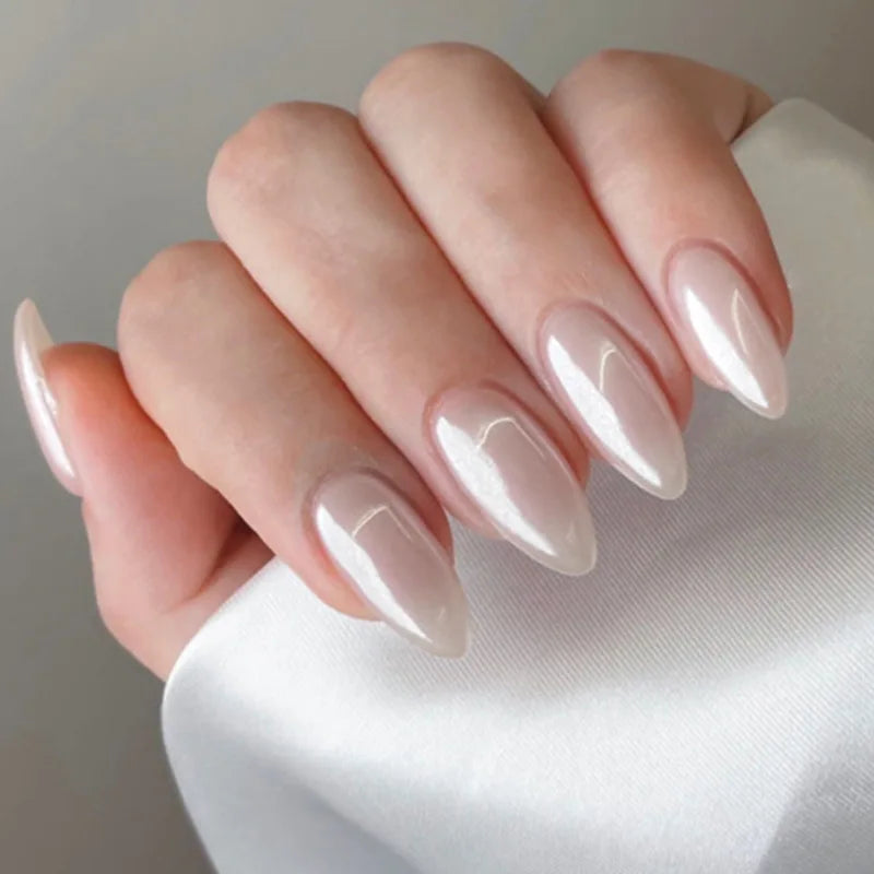 Medium-length Acrylic Almond Fake Nails-22