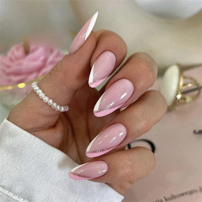 Medium-length Acrylic Almond Fake Nails-28