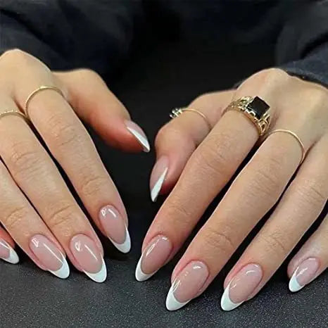 Medium-length Acrylic Almond Fake Nails-35