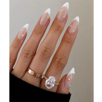 Medium-length Acrylic Almond Fake Nails-43