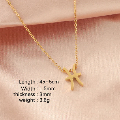 12 Zodiac Sign Collarbone Chain Necklace for Women