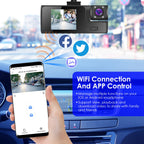 1Pc WiFi FHD 1080P Car Dash Cam – 3 Channels Front, Rear & Inside with Loop Recording & Reversing Visual - Dash Video Cameras | Buy Online in UK