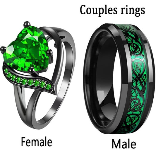 Couple's Matching Rings – Romantic His & Hers Promise & Engagement Ring Set