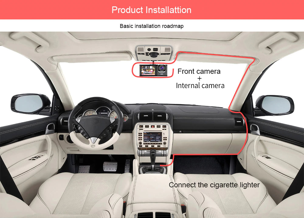 Car Dual Lens Dash Cam HD 1080P Front & Rear Inside Video Recorder with G-Sensor - Dash Video Cameras | Buy Online in UK