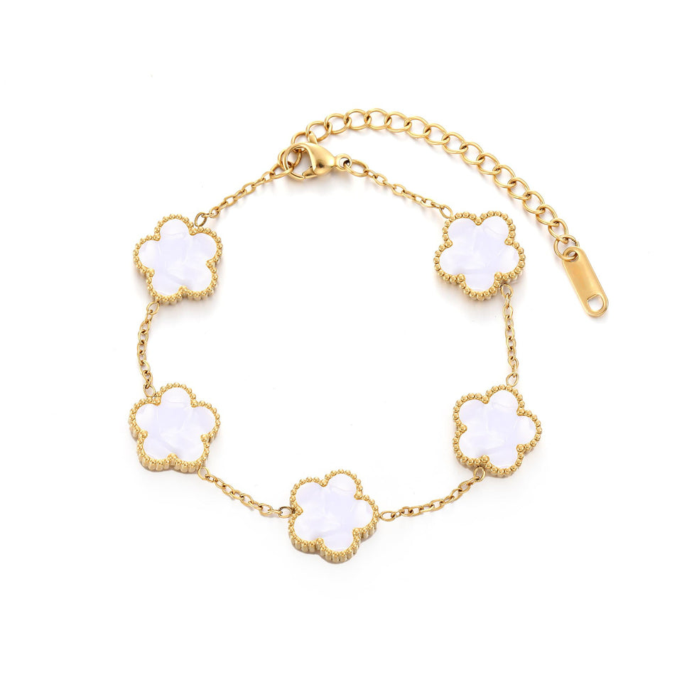 Clover Five-Petal Bracelet Jewelry – Lucky Flower Charm Bracelet for Women