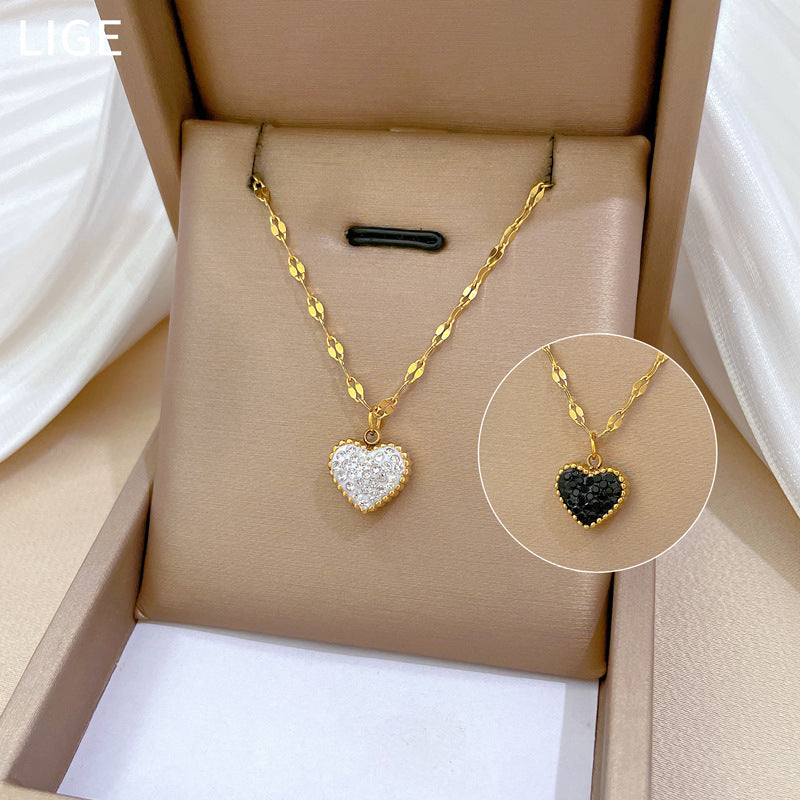 Extremely Simple Double-sided Heart-shaped Furnace Necklace