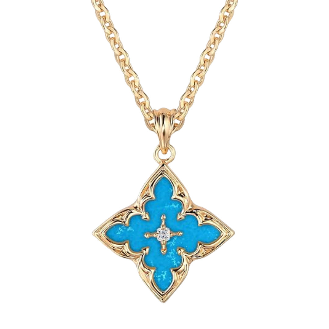 14k Gold-plated Zircon Pendant Necklace With A Clavicle Chain