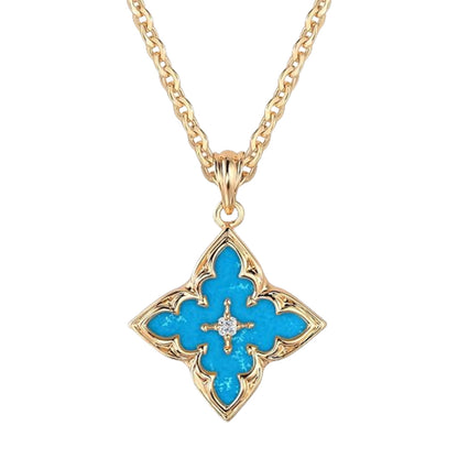 14k Gold-plated Zircon Pendant Necklace With A Clavicle Chain