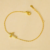 Zircon Cross Bracelet Stainless Steel Jewelry