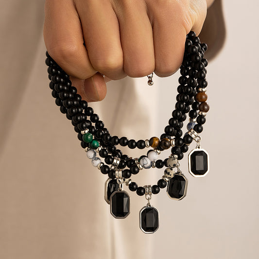 Geometric Beaded Necklace for Men - Necklaces | Buy Online in UK