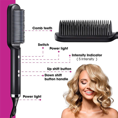 New 2-in-1 Hair Straightener & Curling Tong – Dual-purpose Electric Hair Brush - Straightening Brushes | Buy Online in UK