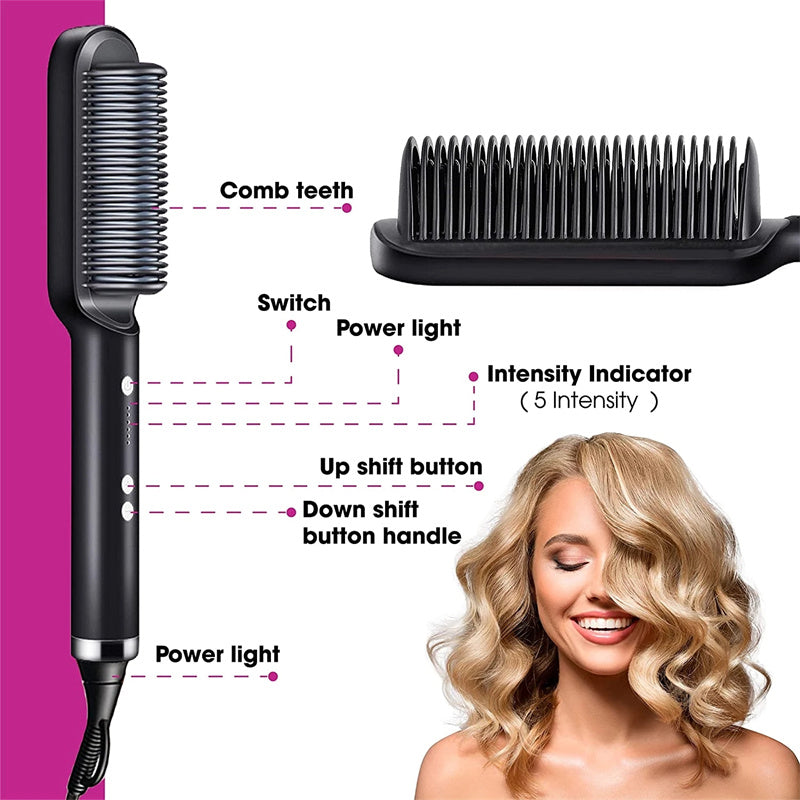 New 2-in-1 Hair Straightener & Curling Tong – Dual-purpose Electric Hair Brush - Straightening Brushes | Buy Online in UK