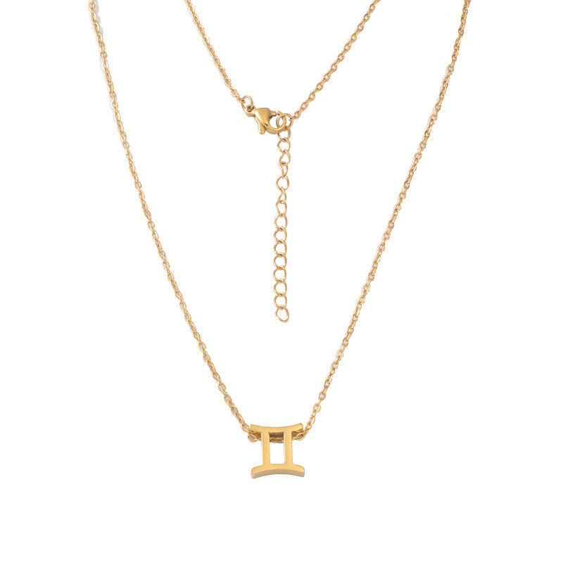 12 Zodiac Sign Collarbone Chain Necklace for Women