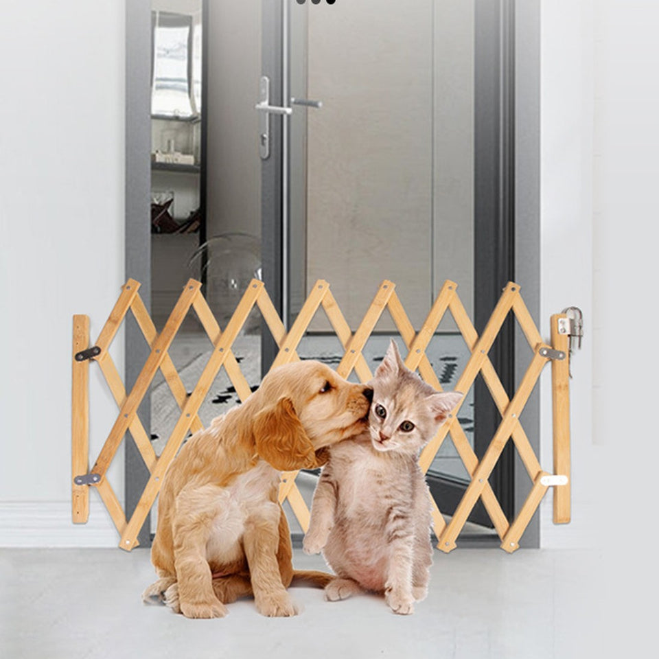 Retractable Wooden Dog Gate Pet Baby Safety Fence Barrier Doorways Stairs Garden - Fences & Gates | Buy Online in UK