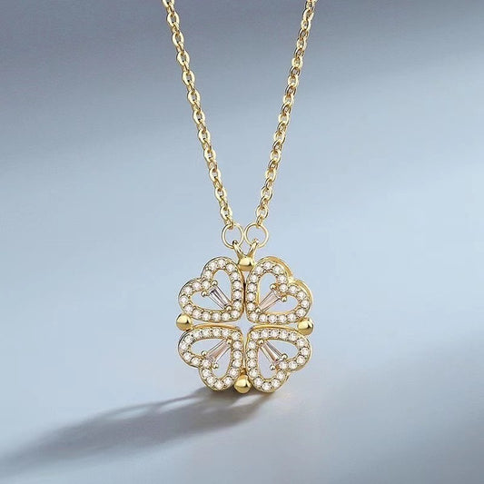 Copper Plated Love Four-Leaf Clover Necklace - Necklaces | Buy Online in UK