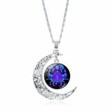12 Constellation Zodiac Sign Moon Glass Necklace