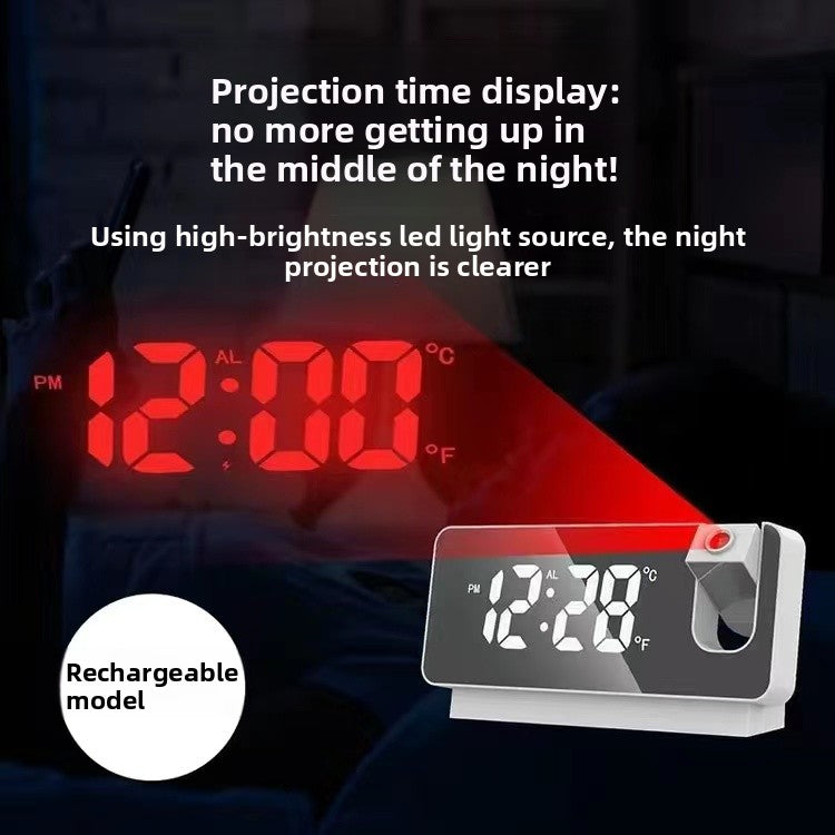 Rechargeable projection alarm clock