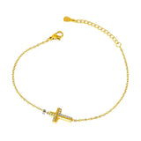 Zircon Cross Bracelet Stainless Steel Jewelry