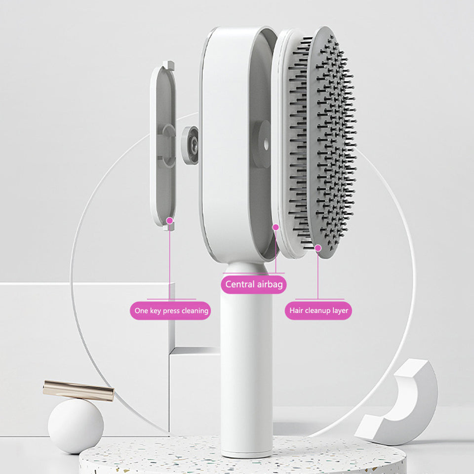 Self-Cleaning Hair Brush for Women – One-Key Cleaning, Anti-Static Hair Loss Comb - Hair Combs | Buy Online in UK