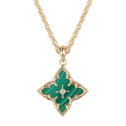 14k Gold-plated Zircon Pendant Necklace With A Clavicle Chain