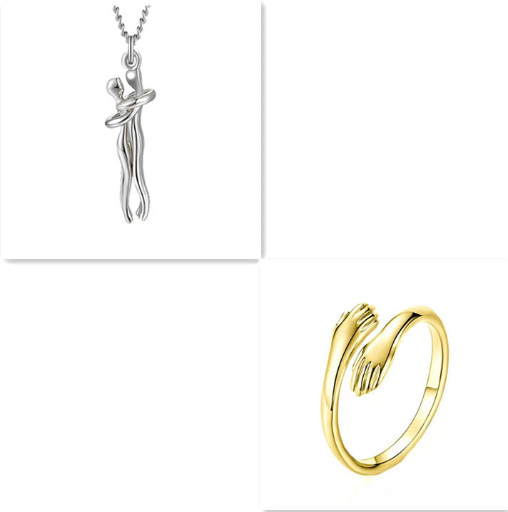 Love Hug Necklace Unisex Men Women Couple Jewelry Simple Temperament Clavicle Chain Valentine's Day Lover Gift
