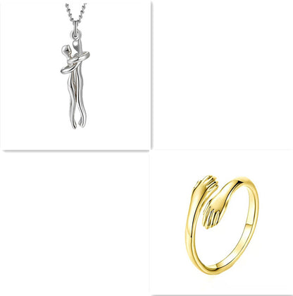 Love Hug Necklace Unisex Men Women Couple Jewelry Simple Temperament Clavicle Chain Valentine's Day Lover Gift