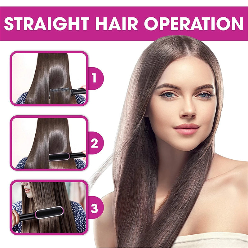 New 2-in-1 Hair Straightener & Curling Tong – Dual-purpose Electric Hair Brush - Straightening Brushes | Buy Online in UK