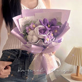 Rose and tulip knitted bouquet - Artificial Flowering Plants | Buy Online in UK