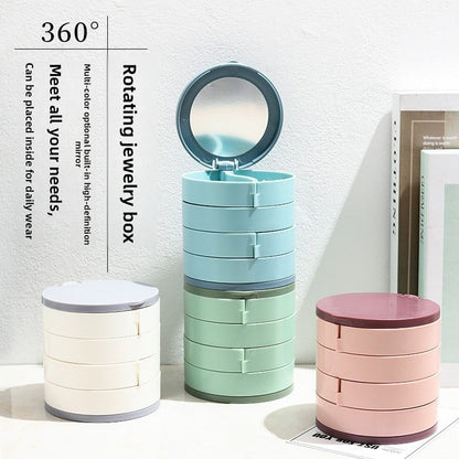 4-Layer Jewelry Box with Makeup Mirror & 360-Degree Rotation - Jewelry Boxes | Buy Online in UK