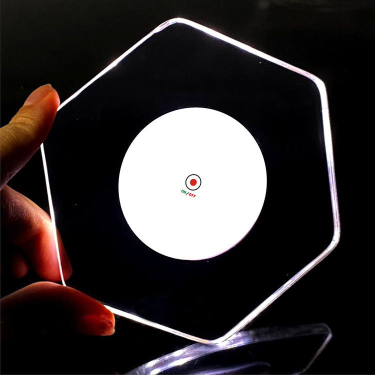 LED Glow Crystal Coaster – Acrylic Luminous Light‑Up Base for Bar, Cocktail & Mug Display - Coasters | Buy Online in UK