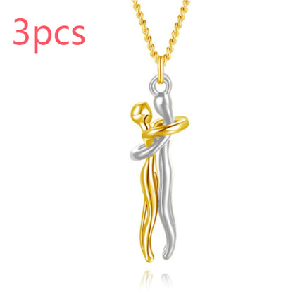 Love Hug Necklace Unisex Men Women Couple Jewelry Simple Temperament Clavicle Chain Valentine's Day Lover Gift