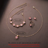 Minimalist And Compact Heart-Shaped Dial Square LED Watch Necklace Earrings Ring Set