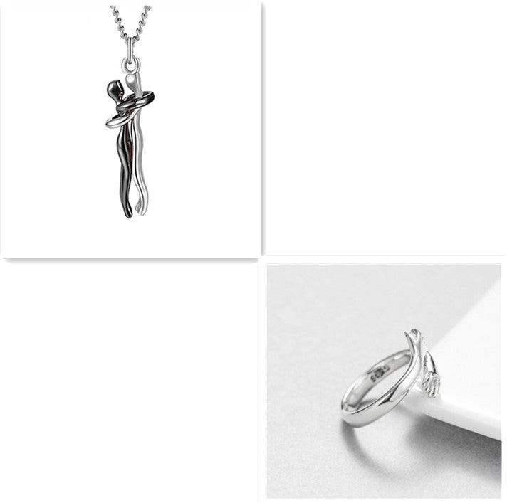 Love Hug Necklace Unisex Men Women Couple Jewelry Simple Temperament Clavicle Chain Valentine's Day Lover Gift