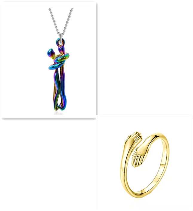 Love Hug Necklace Unisex Men Women Couple Jewelry Simple Temperament Clavicle Chain Valentine's Day Lover Gift