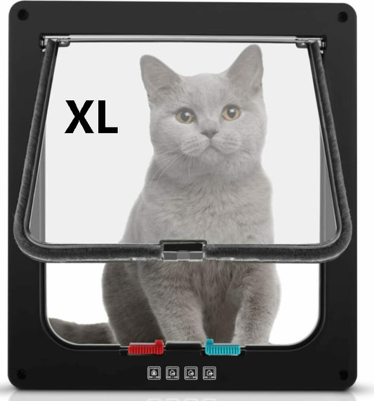 Pet Door Locking Small Medium Large Dog Cat Flap Magnetic White Frame 4 Way - Door-Mounted Doors | Buy Online in UK