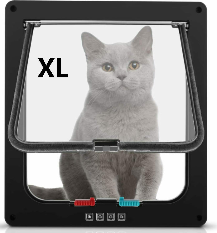Pet Door Locking Small Medium Large Dog Cat Flap Magnetic White Frame 4 Way - Door-Mounted Doors | Buy Online in UK