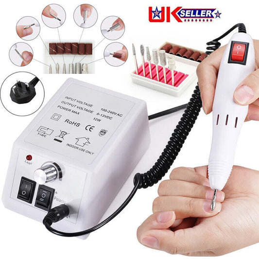 Electric Nail Art File Drill Machine Professional Manicure Pedicure False Set UK