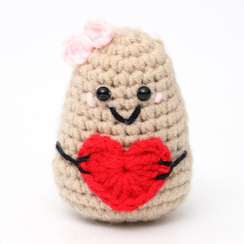 Wool Crocheted Positive Energy Potato Facial Expression Package – Wool Fruit - Stuffed Animals | Buy Online in UK